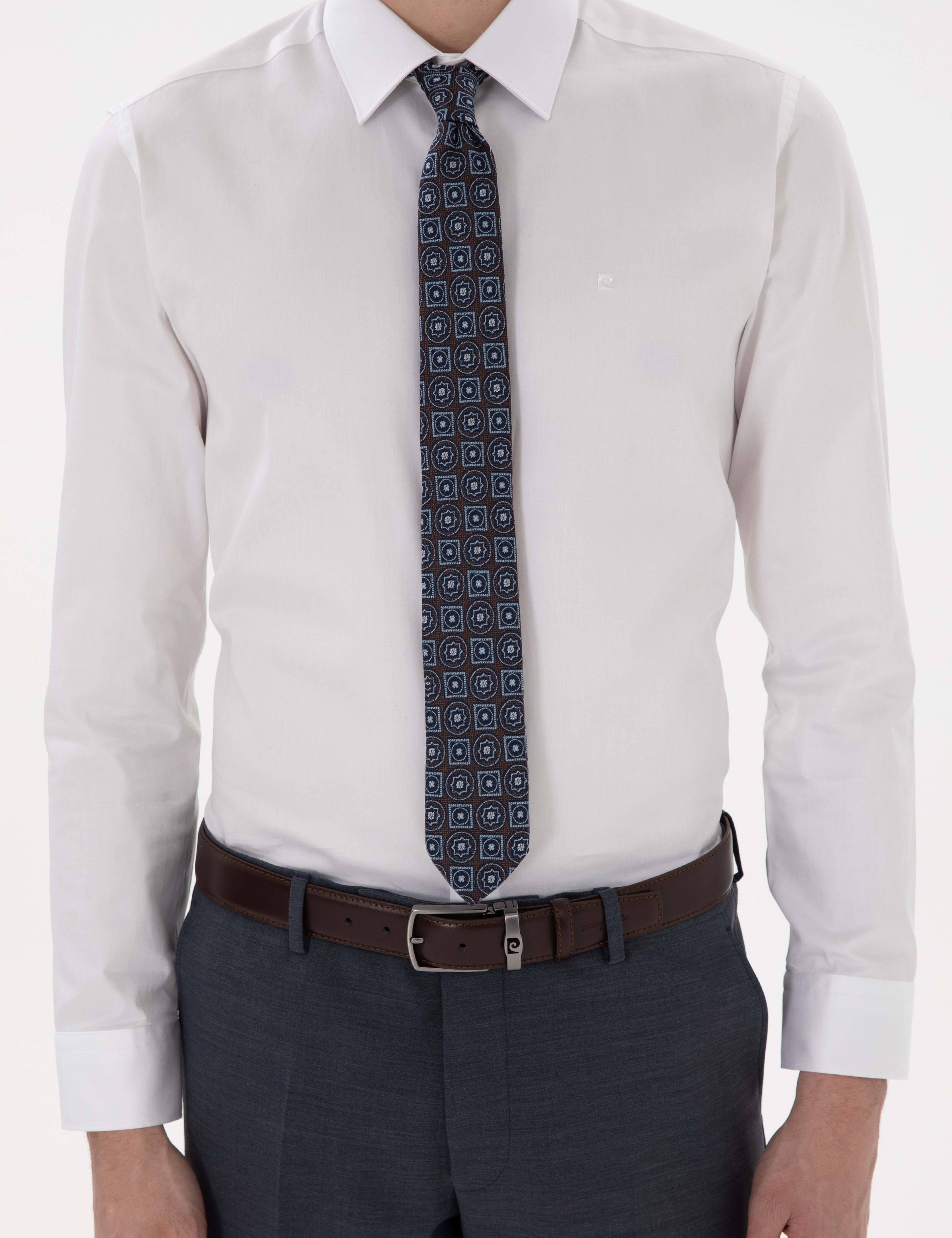 Beyaz %100 Pamuk Parlak Saten Slim Fit Uzun Kollu Basic Gömlek - Image 6