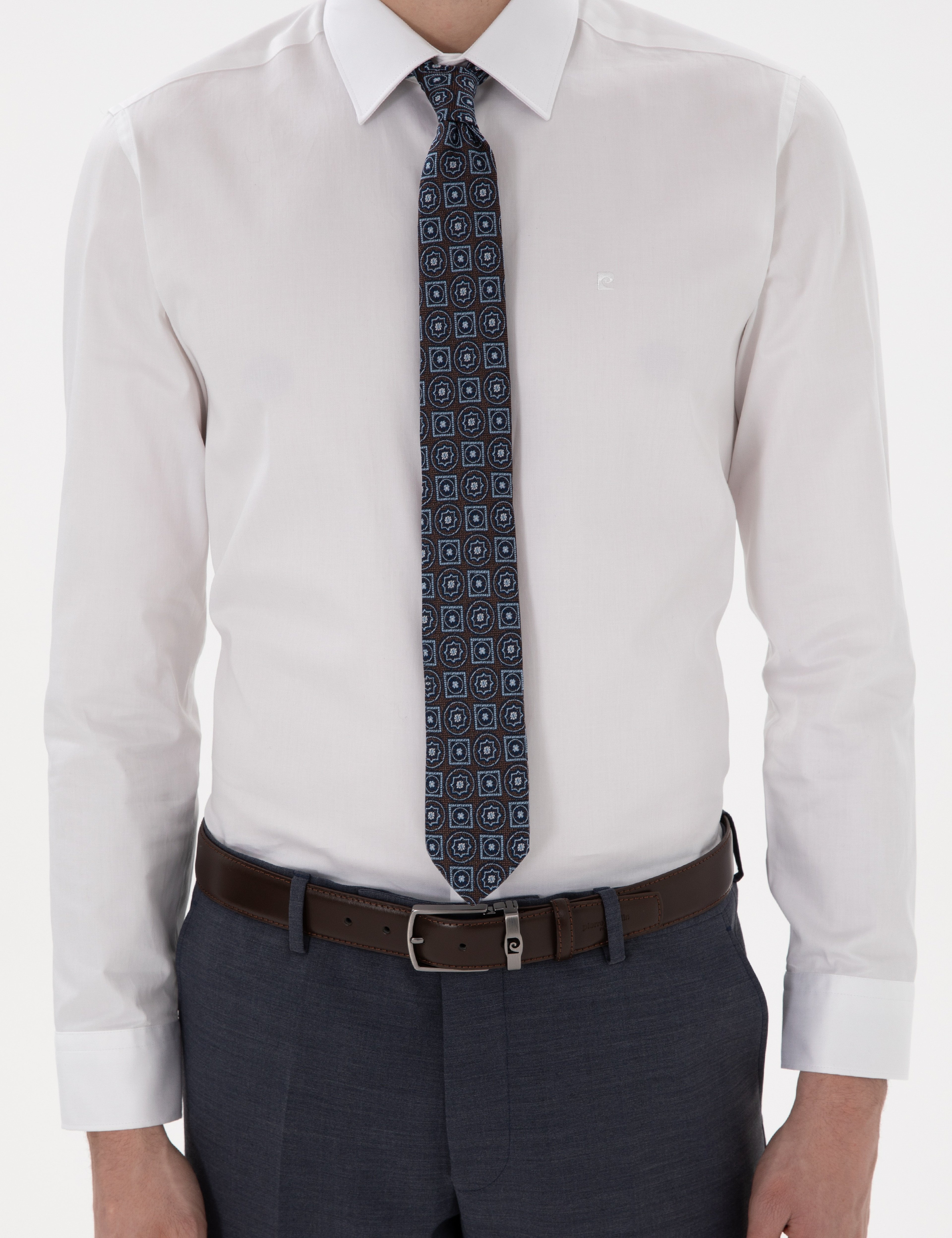Beyaz %100 Pamuk Parlak Saten Slim Fit Uzun Kollu Basic Gömlek