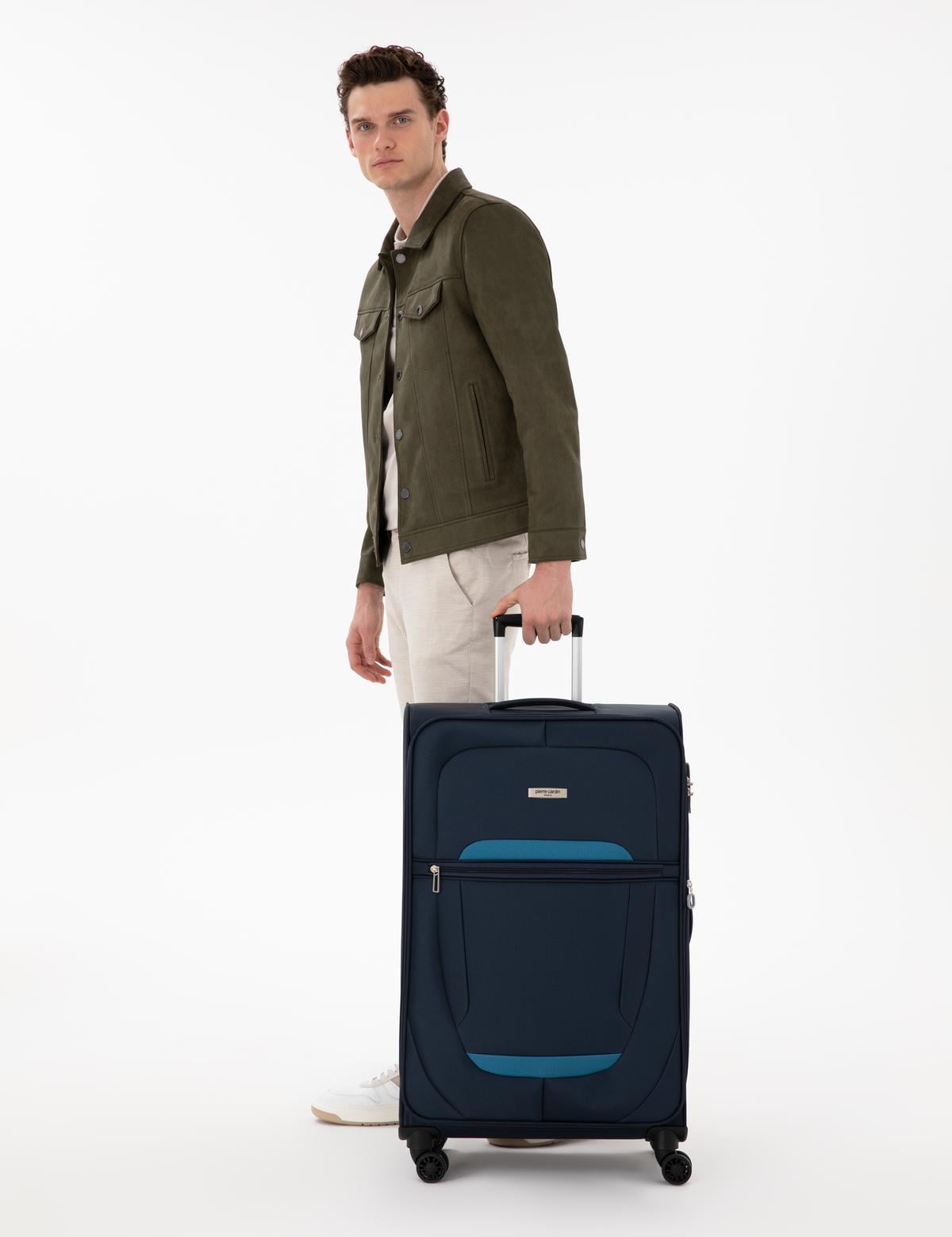 Lacivert Büyük Boy Kumaş Valiz