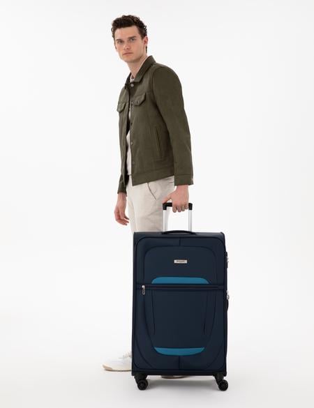 Lacivert Büyük Boy Kumaş Valiz - 50312932002