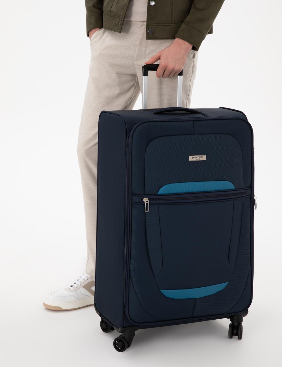 Lacivert Büyük Boy Kumaş Valiz