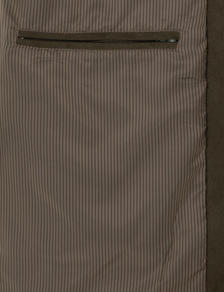 Haki Gömlek Yaka Suni Deri Ceket - 50312346007