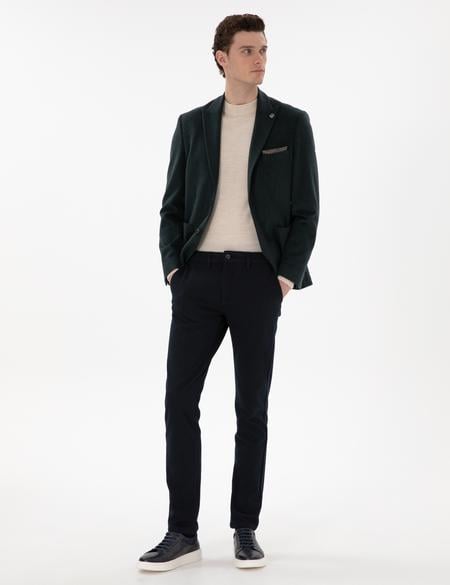 Lacivert Slim Fit Kanvas Pantolon - 50311631035