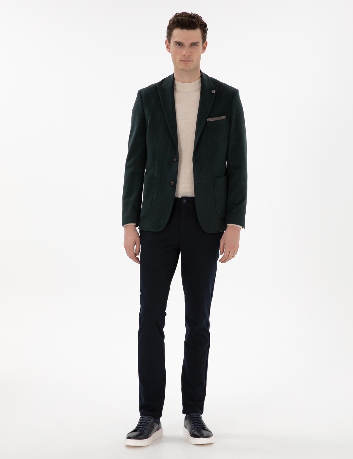 Lacivert Slim Fit Kanvas Pantolon - 50311631035