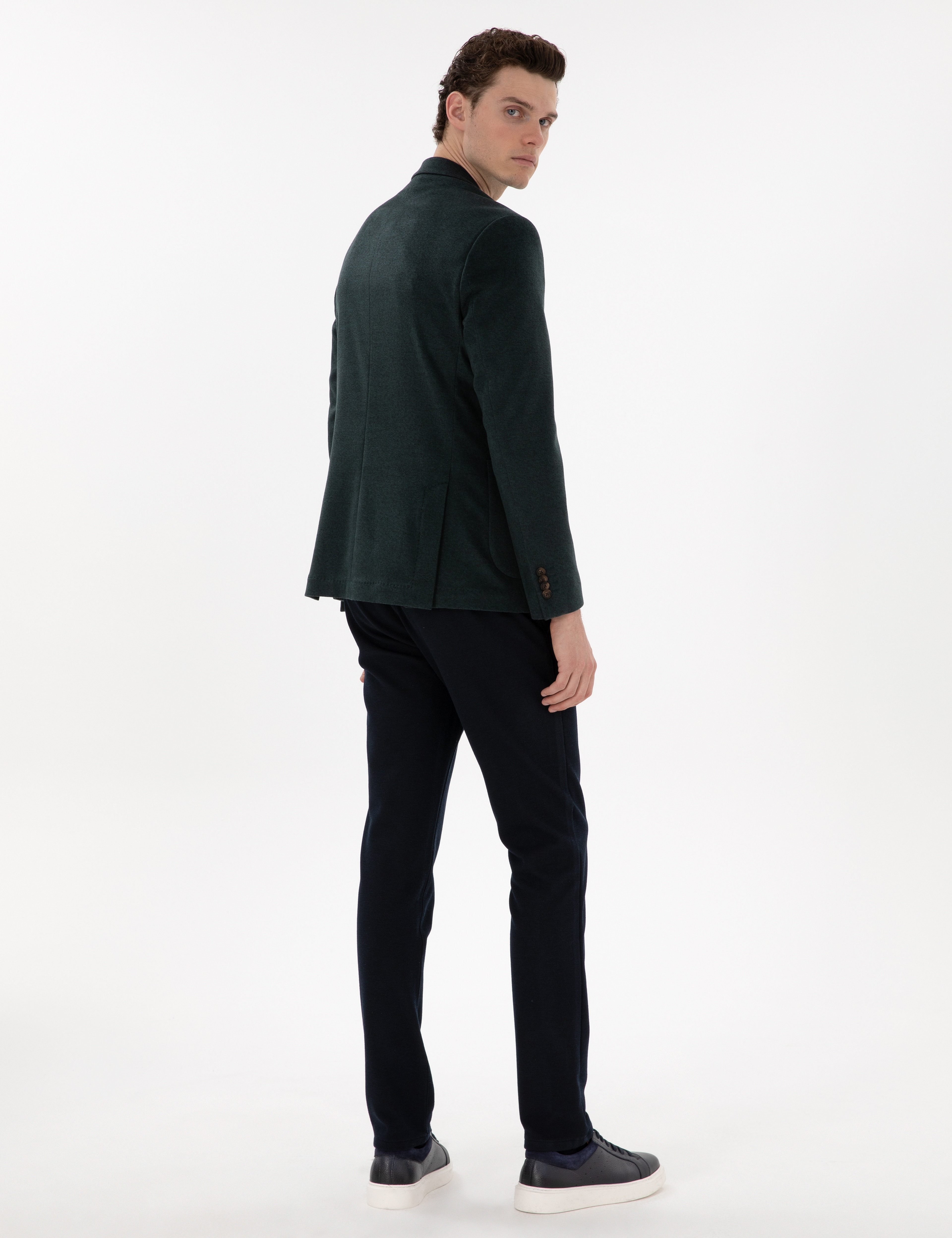 Lacivert Slim Fit Kanvas Pantolon