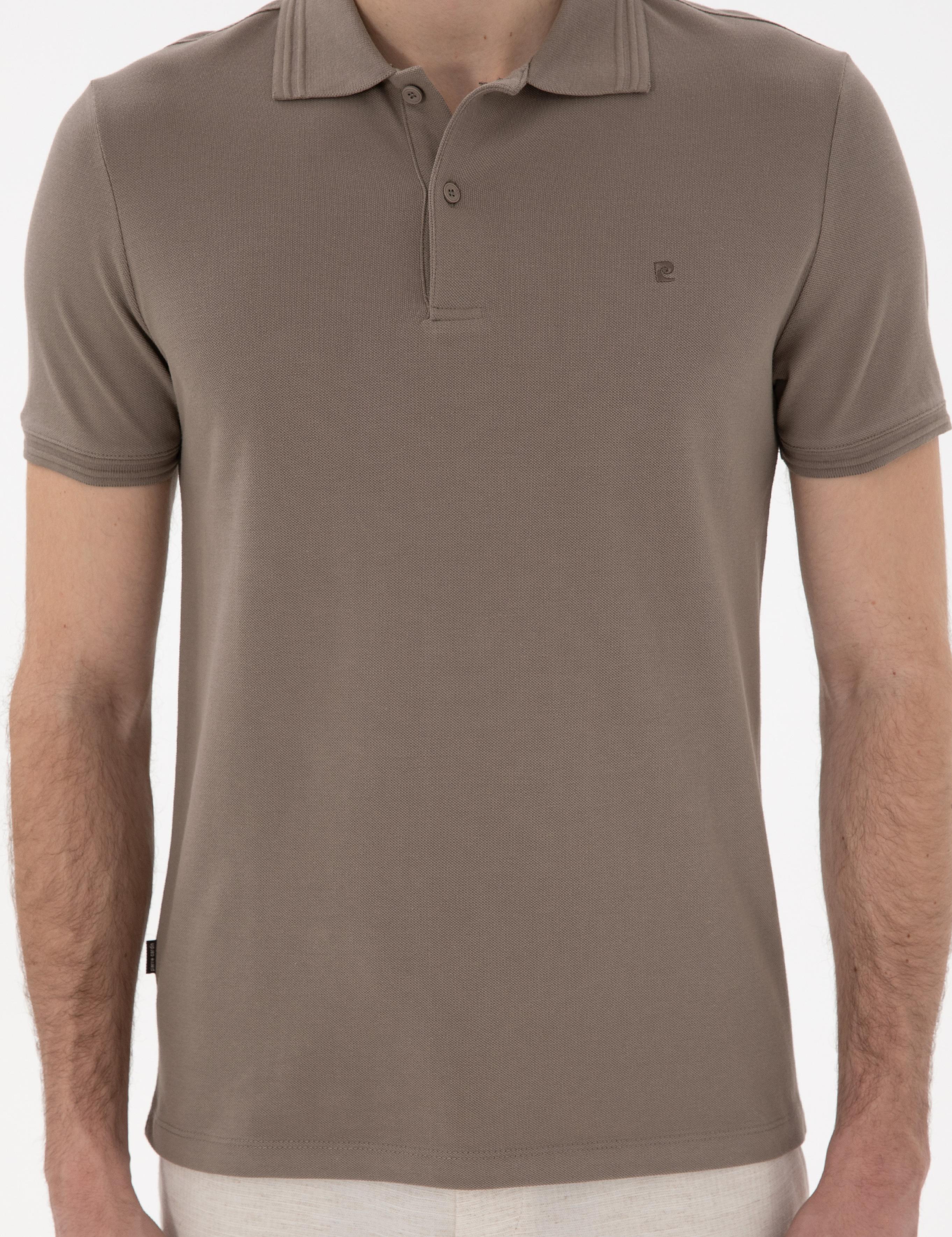 Koyu Vizon Slim Fit %100 Pamuk Polo Yaka Basic Tişört