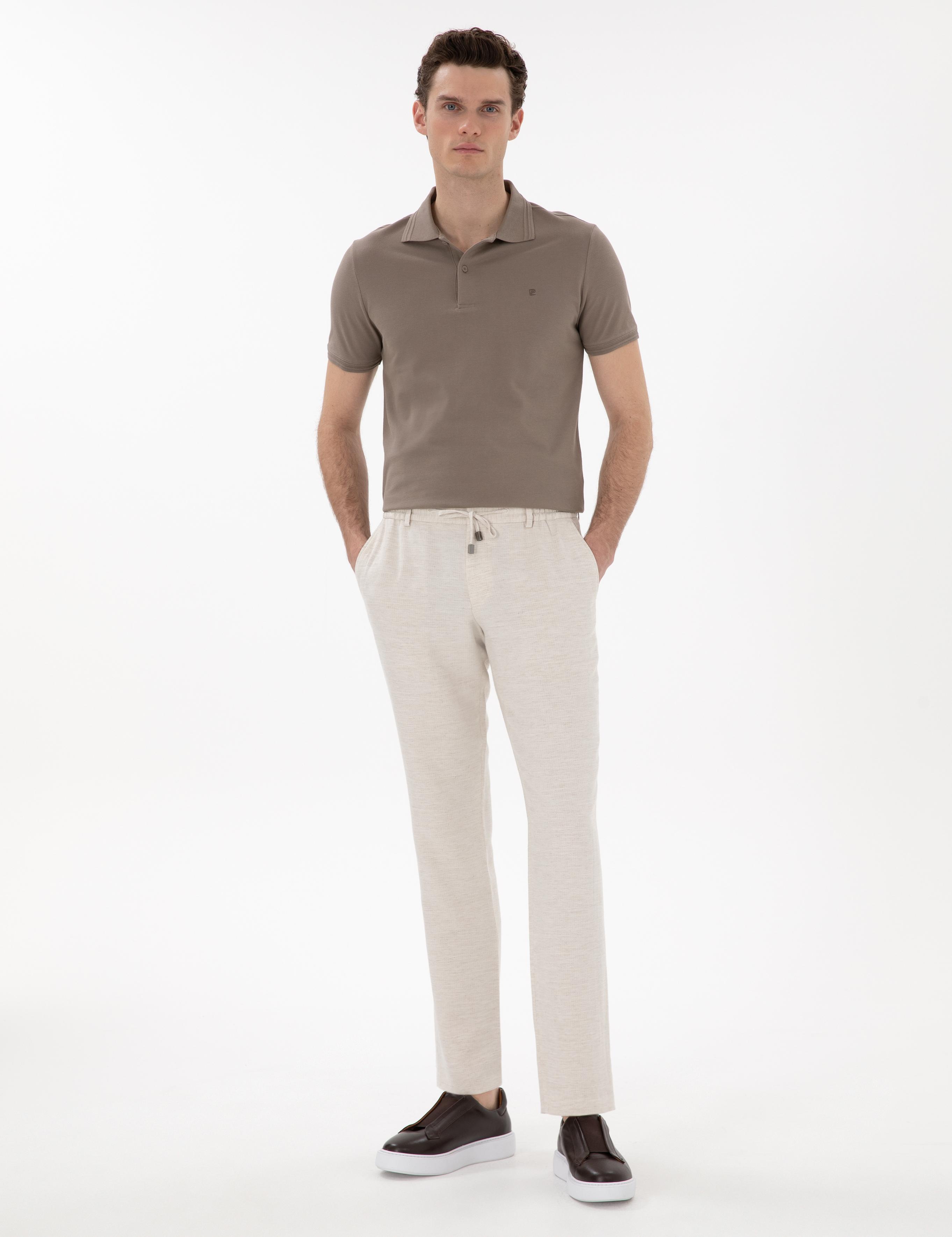 Koyu Vizon Slim Fit %100 Pamuk Polo Yaka Basic Tişört