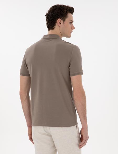 Koyu Vizon Slim Fit %100 Pamuk Polo Yaka Basic Tişört - 50306448160