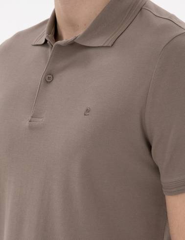 Koyu Vizon Slim Fit %100 Pamuk Polo Yaka Basic Tişört