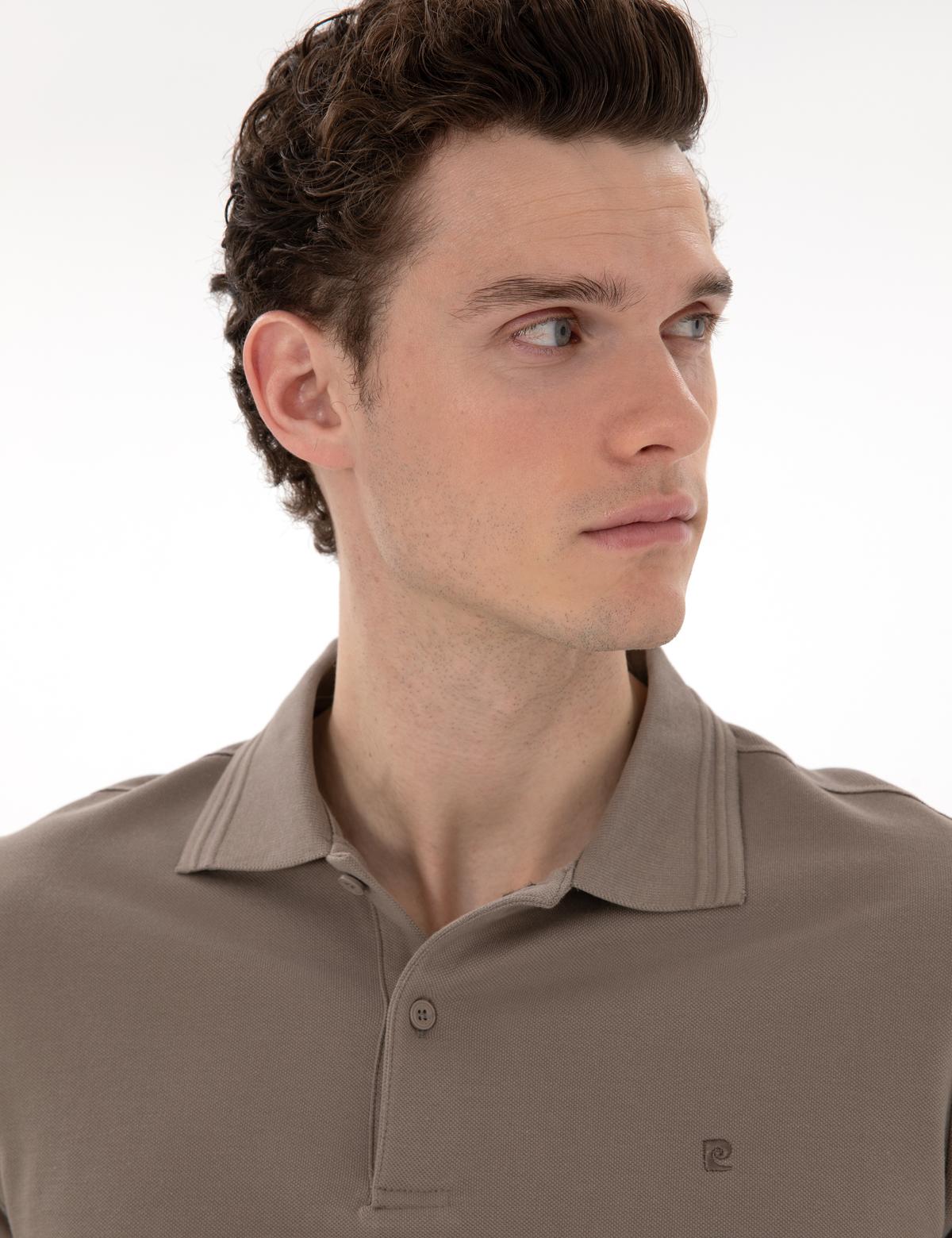 Koyu Vizon Slim Fit %100 Pamuk Polo Yaka Basic Tişört - 50306448160