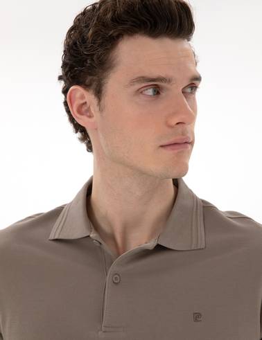 Koyu Vizon Slim Fit %100 Pamuk Polo Yaka Basic Tişört
