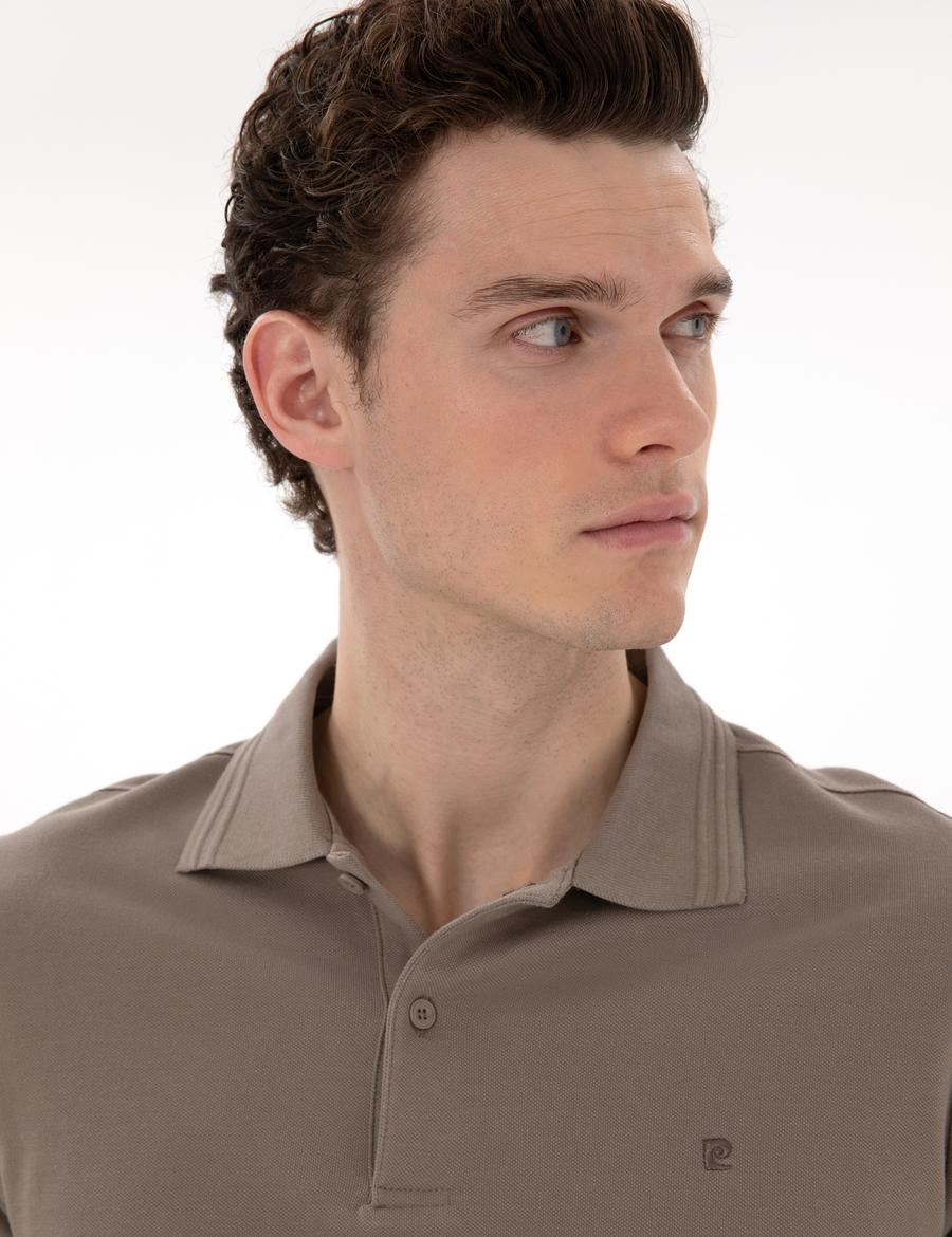 Koyu Vizon Slim Fit %100 Pamuk Polo Yaka Basic Tişört