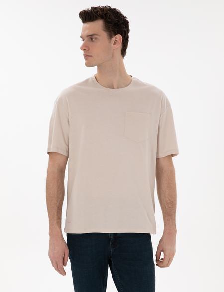 Bej Comfort Fit Basic Tişört - 50306991060