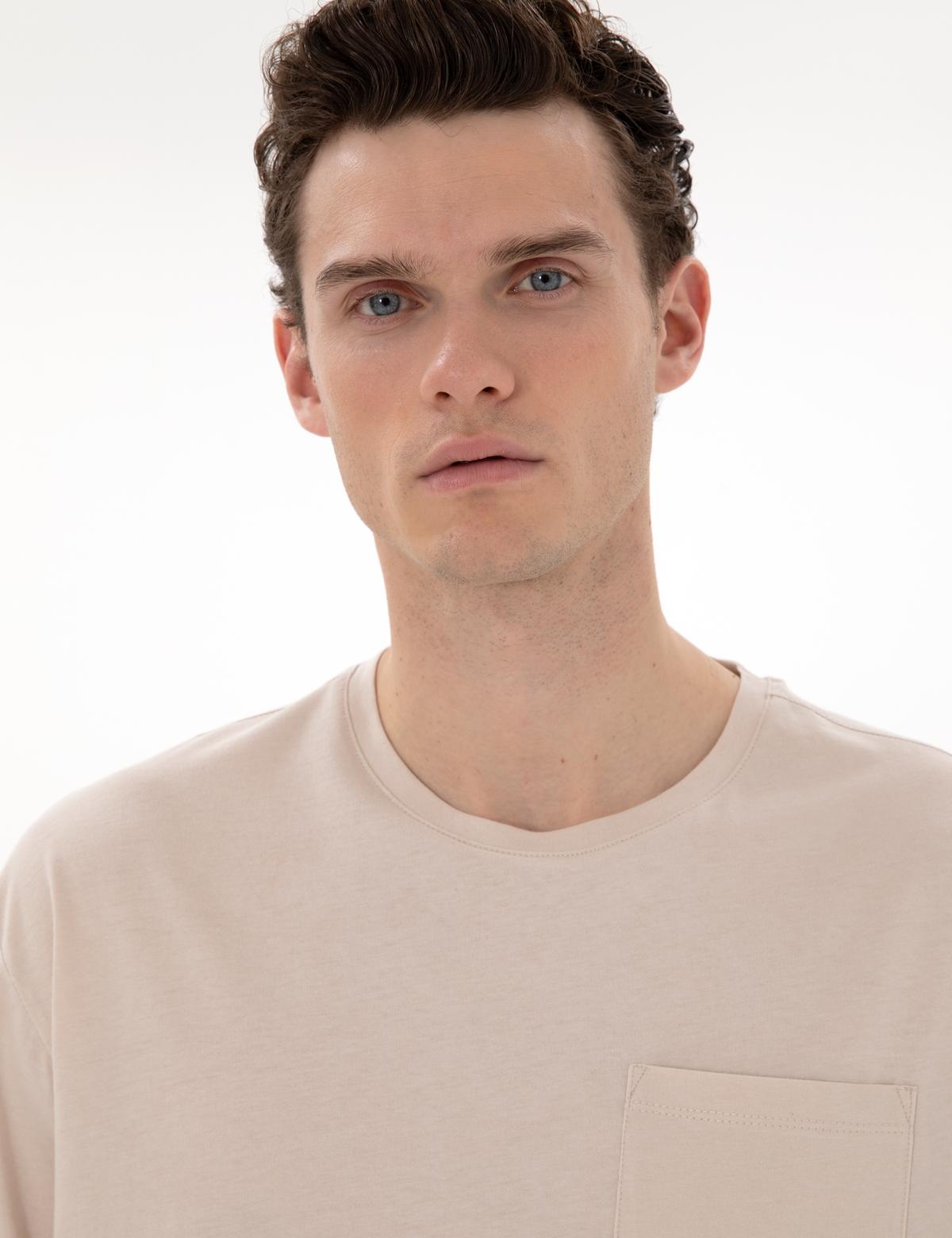 Bej Comfort Fit Basic Tişört - 50306991060