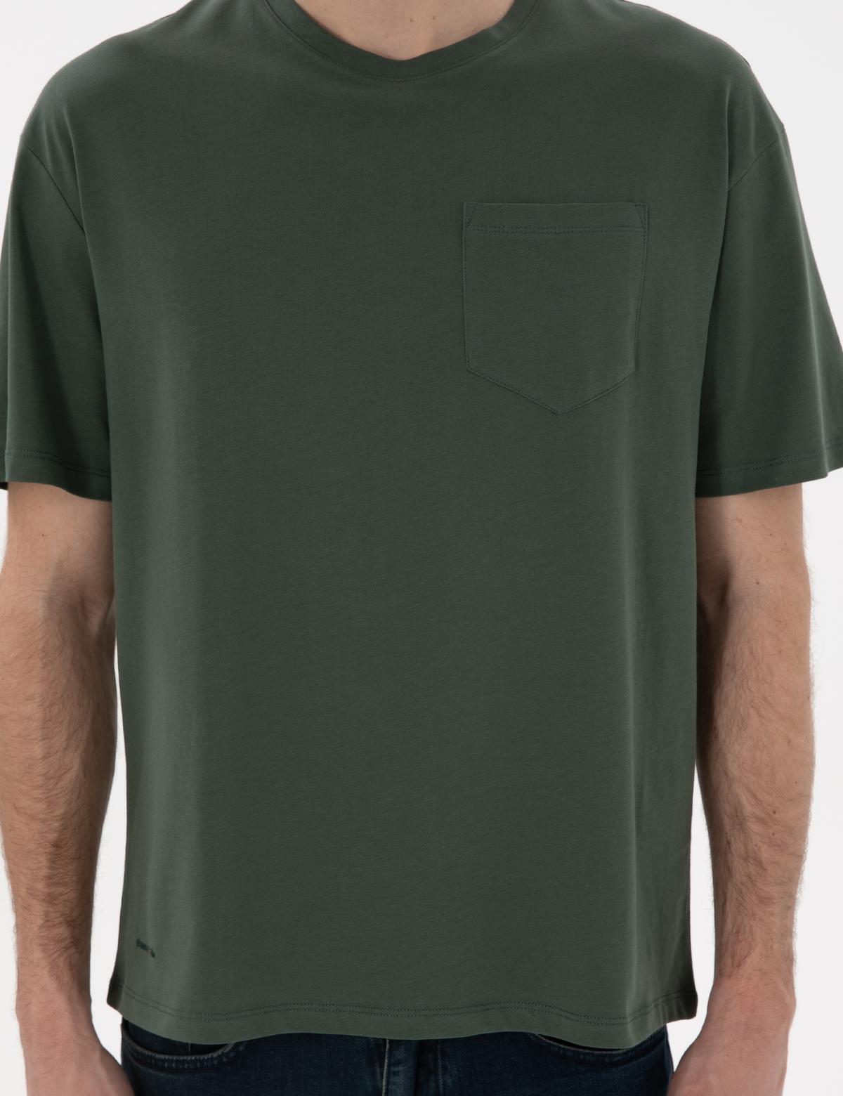 Koyu Yeşil Comfort Fit Basic Tişört - 50306991072