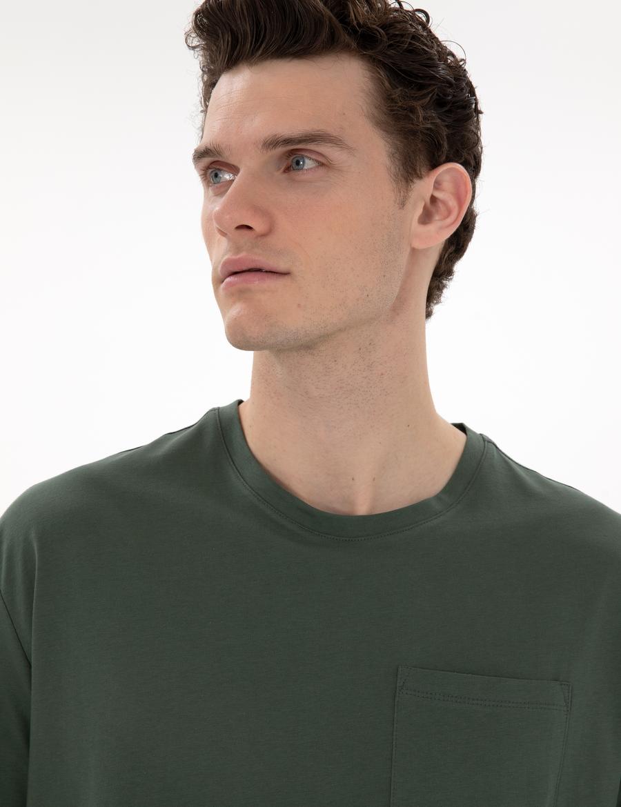 Koyu Yeşil Comfort Fit Basic Tişört