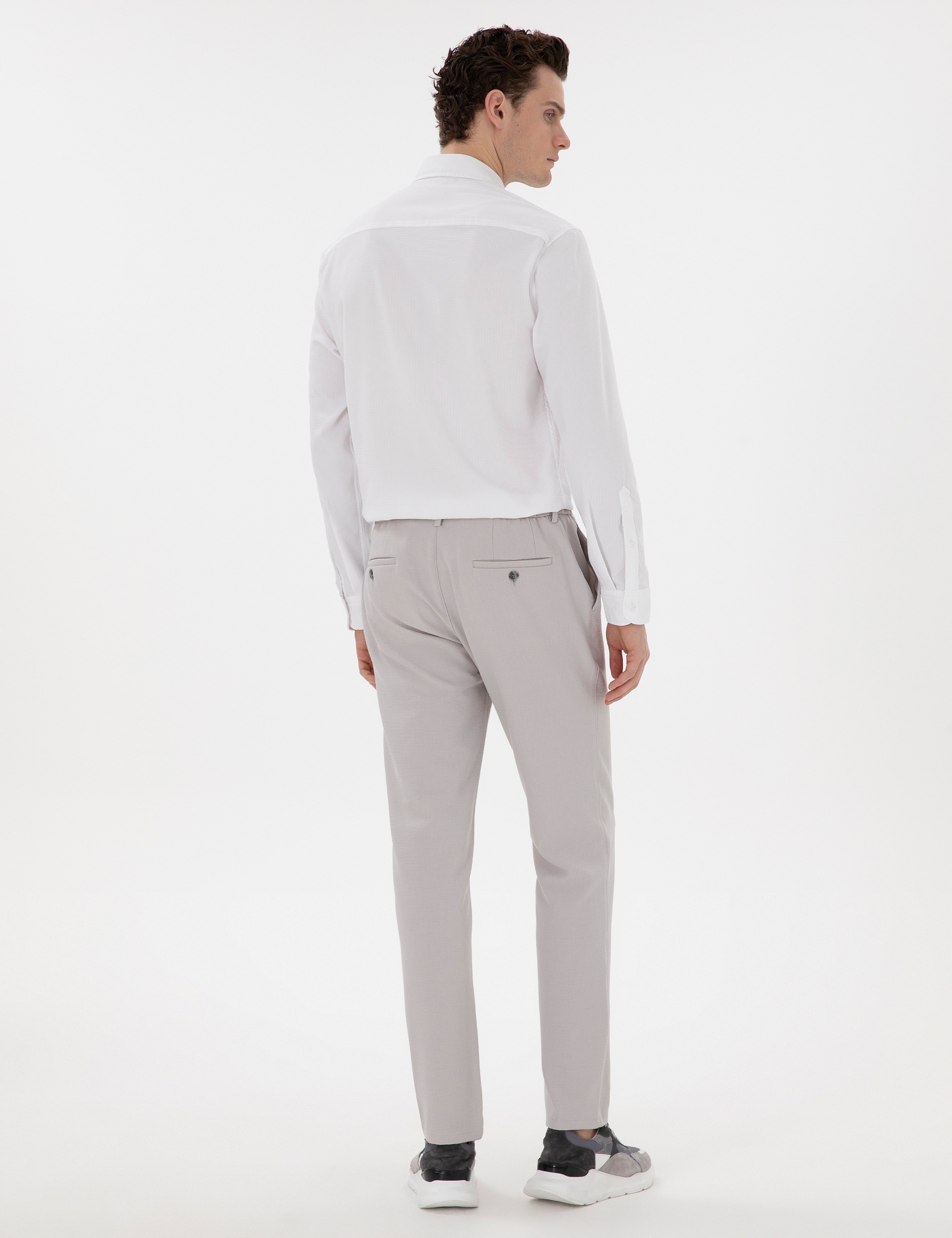 Gri Slim Fit Kumaş Pantolon - Image 4