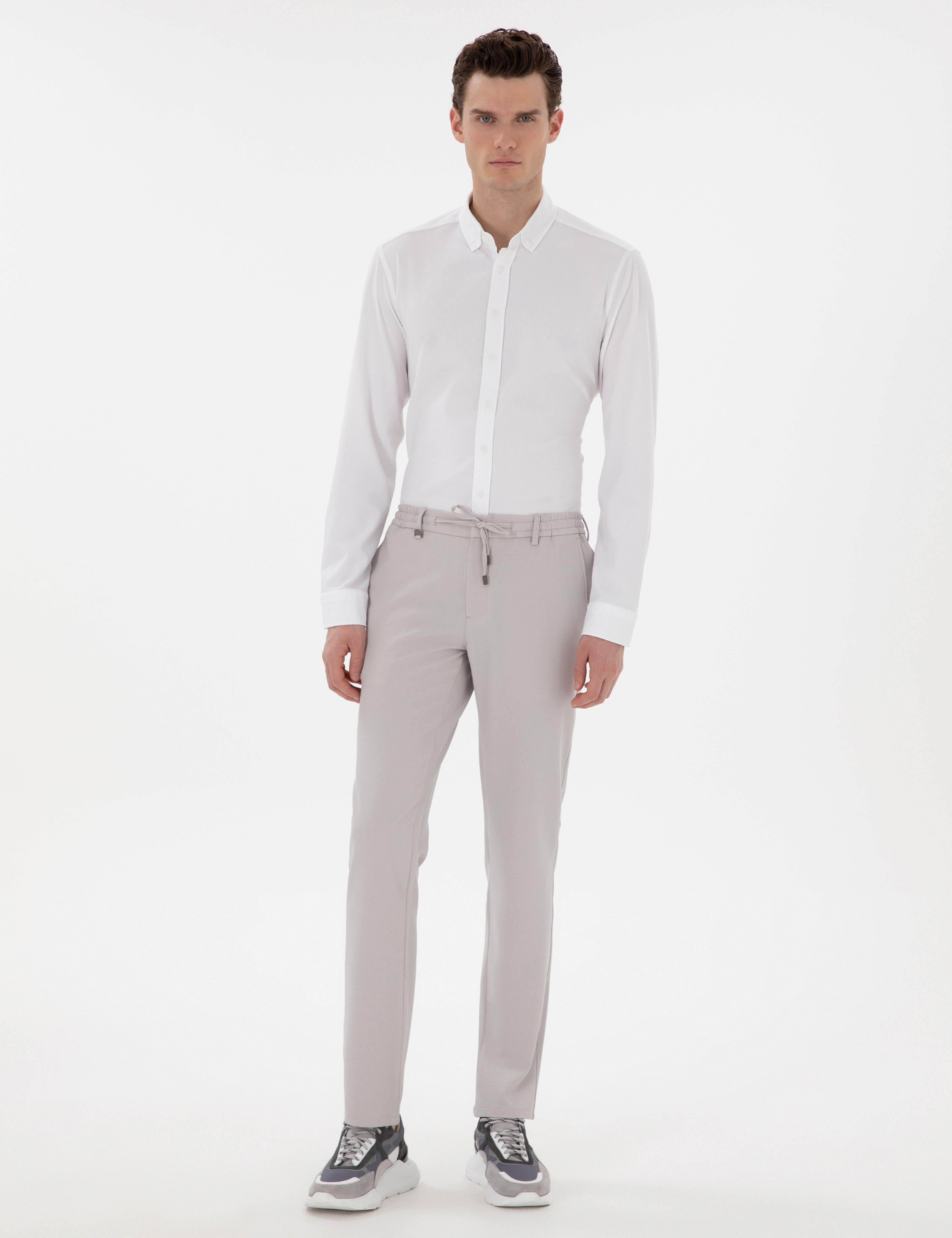 Gri Slim Fit Kumaş Pantolon - Image 1