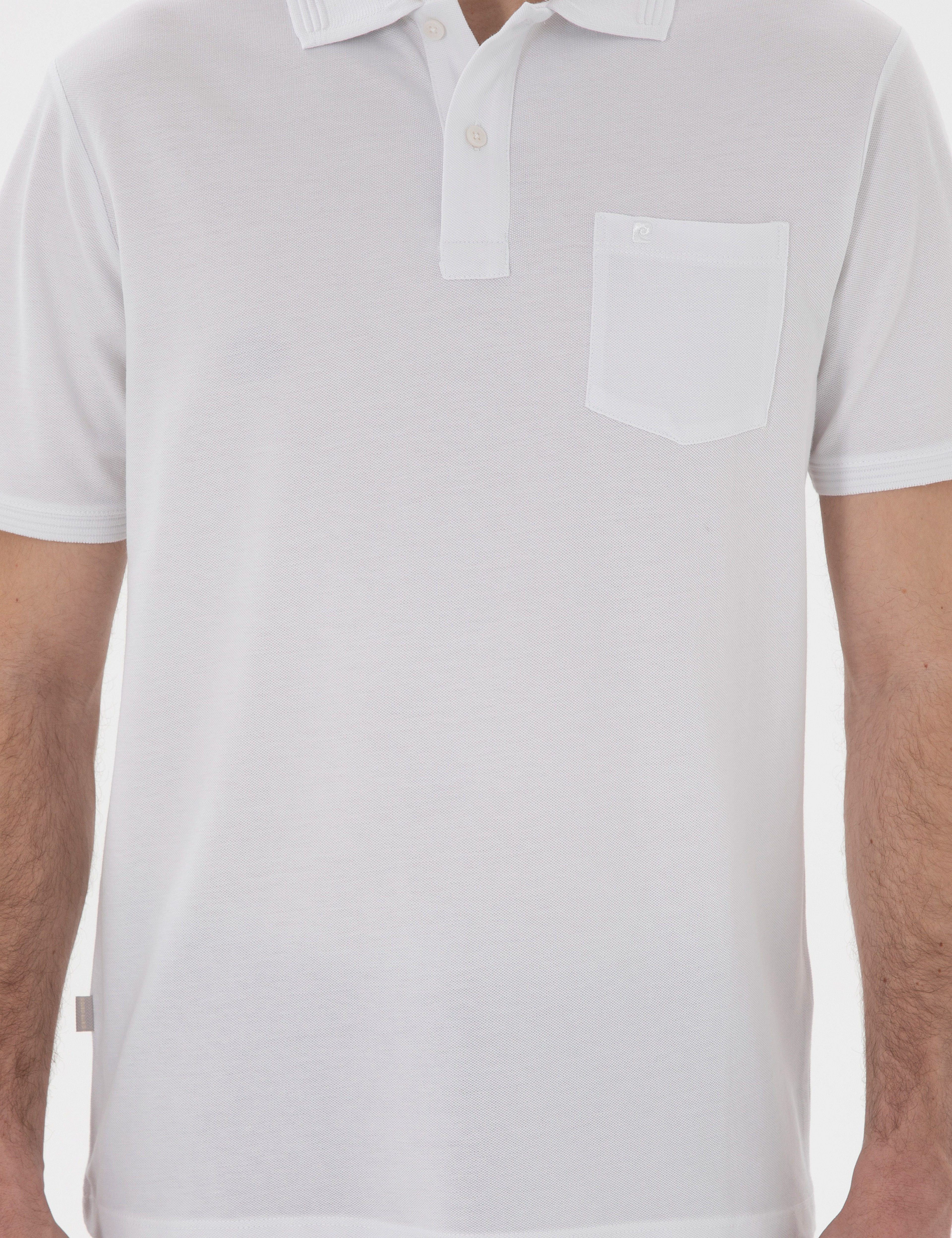 Beyaz Regular Fit Kıvrılmaz Polo Yaka Basic Tişört - Image 6
