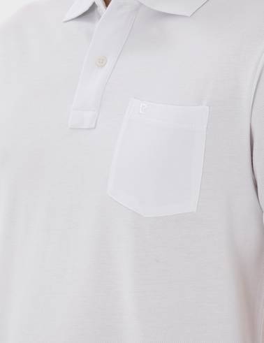 Beyaz Regular Fit Kıvrılmaz Polo Yaka Basic Tişört