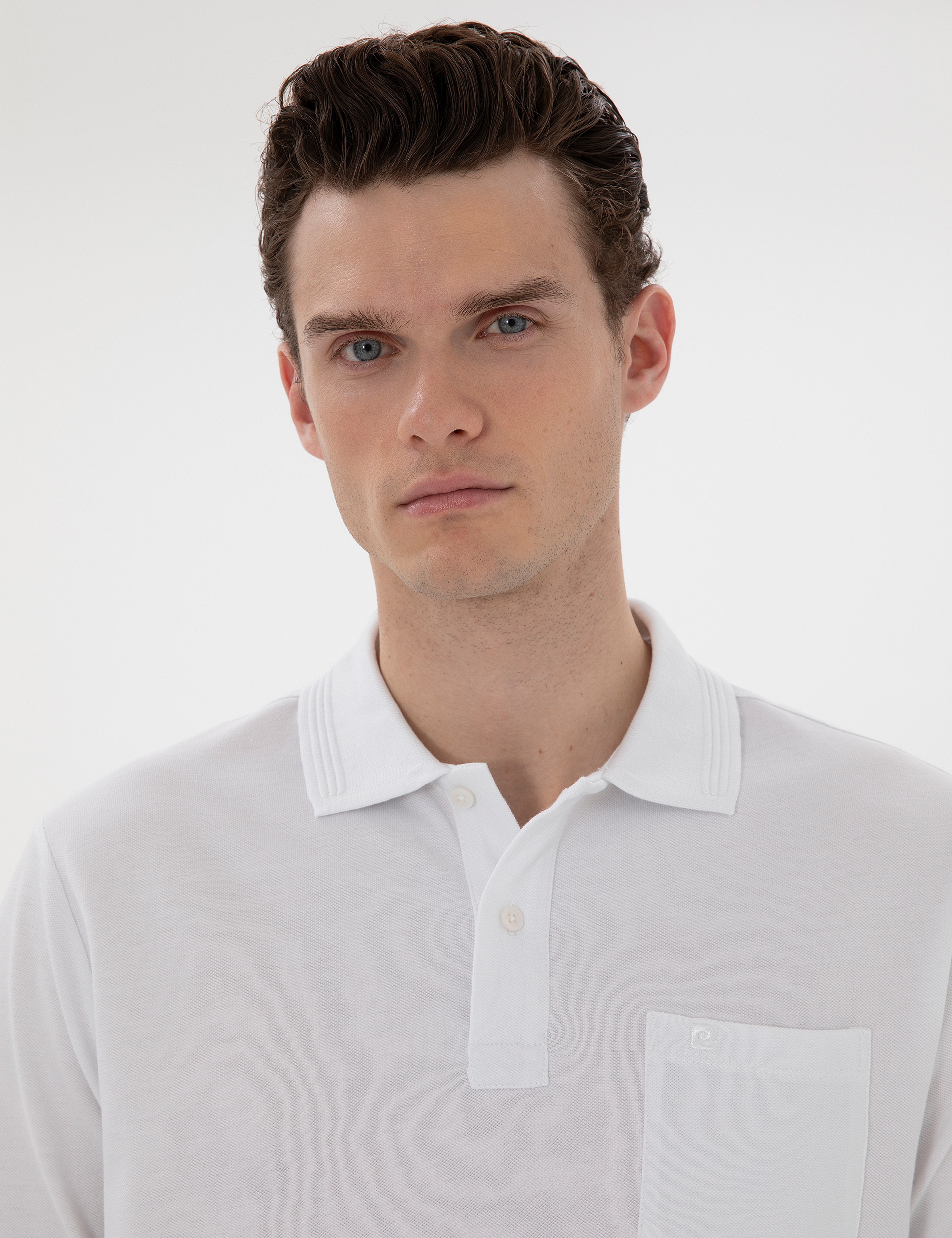 Beyaz Regular Fit Kıvrılmaz Polo Yaka Basic Tişört - Image 2