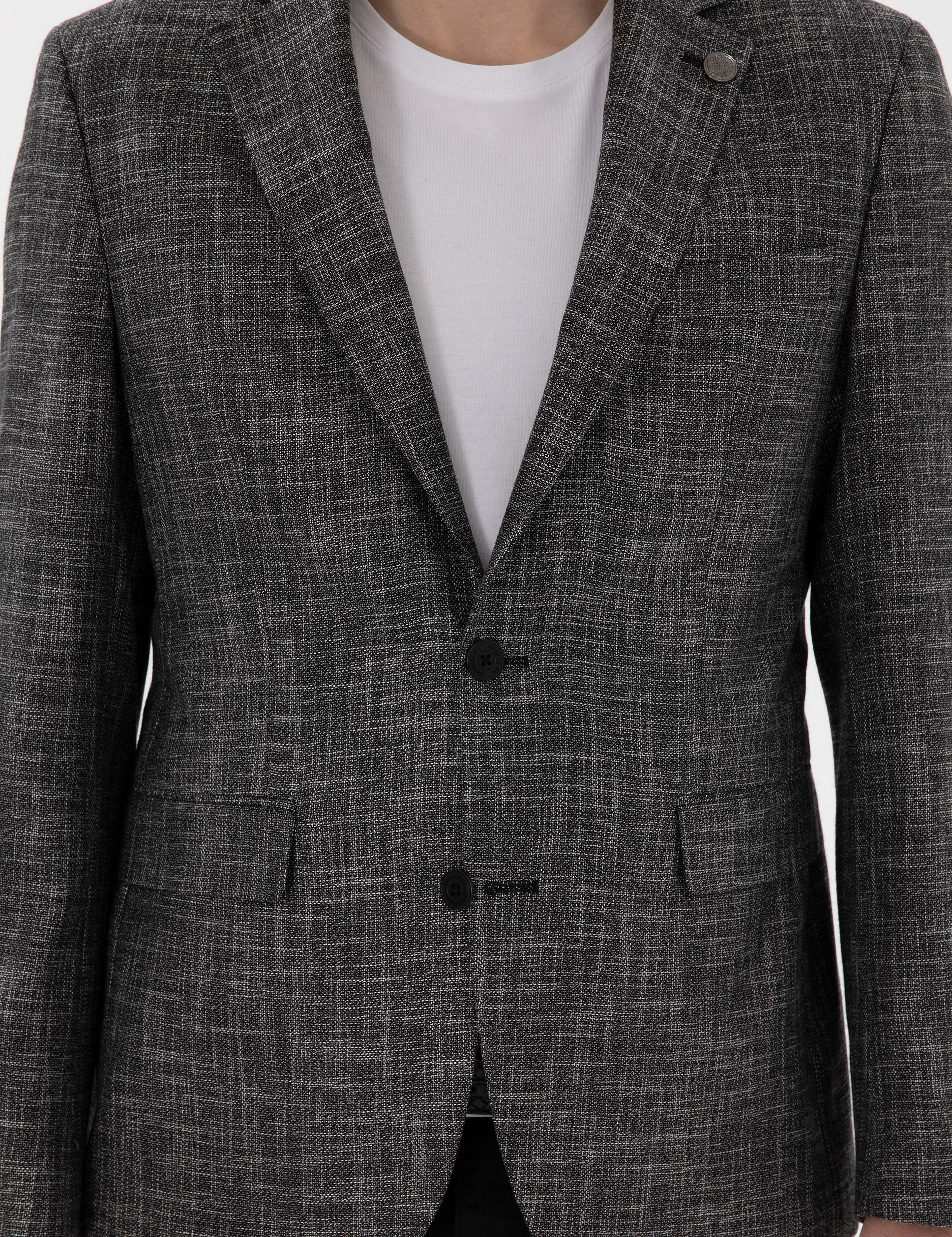 Siyah Slim Fit Ceket - Image 7