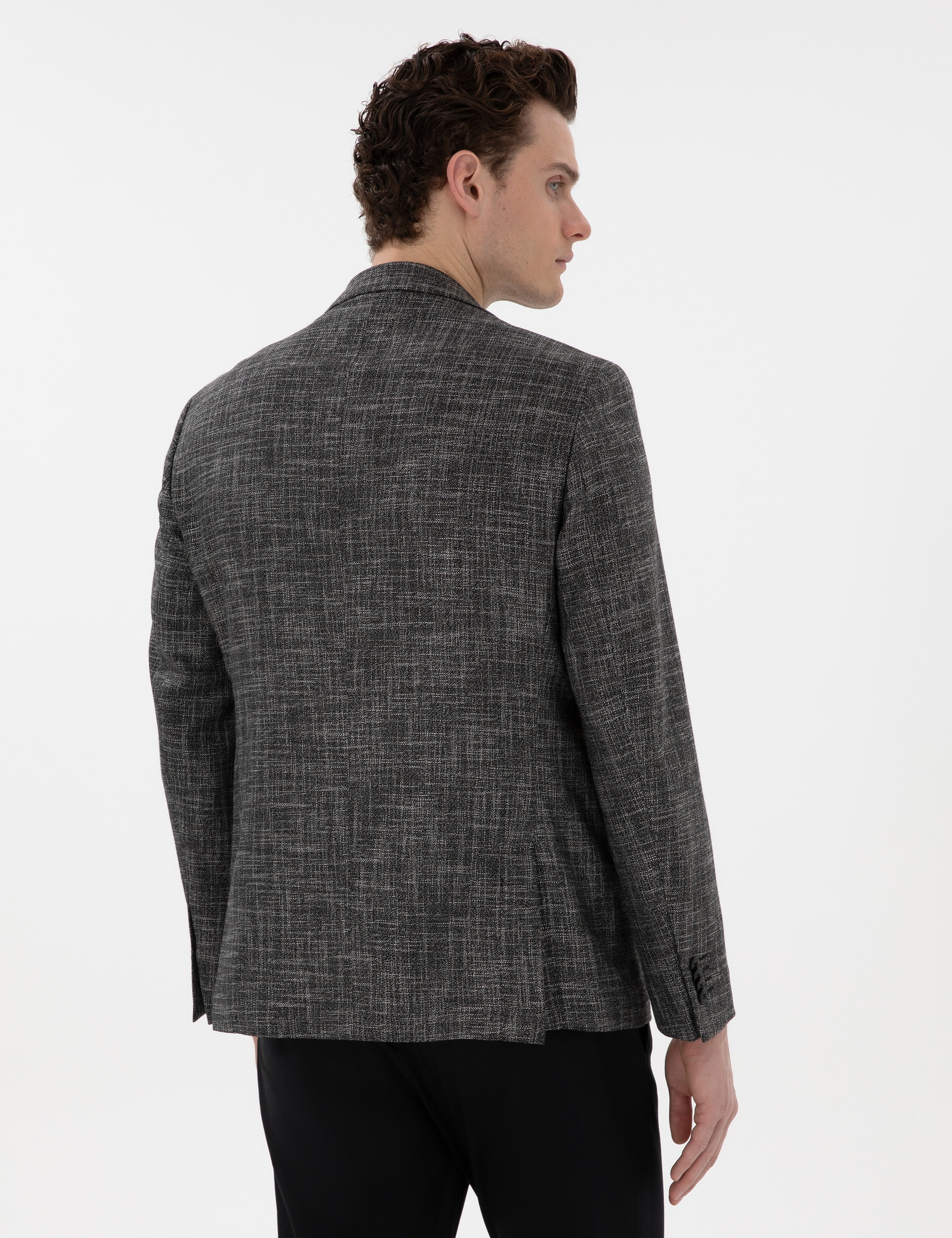 Siyah Slim Fit Ceket - Image 5