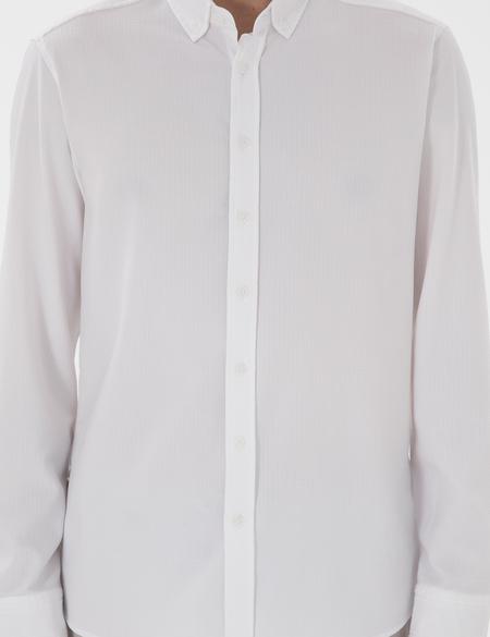 Beyaz Slim Fit Çizgili Uzun Kollu Gömlek - 50301583088