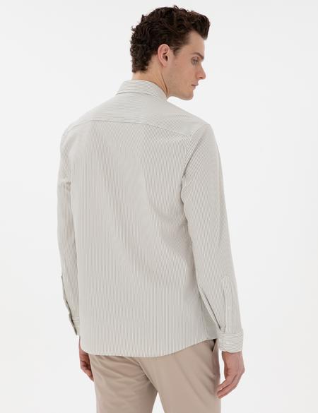 Çağla Slim Fit Çizgili Uzun Kollu Gömlek - 50301583014