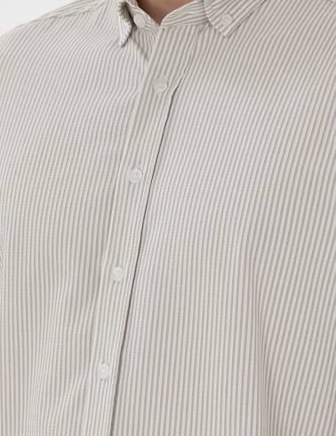 Çağla Slim Fit Çizgili Uzun Kollu Gömlek