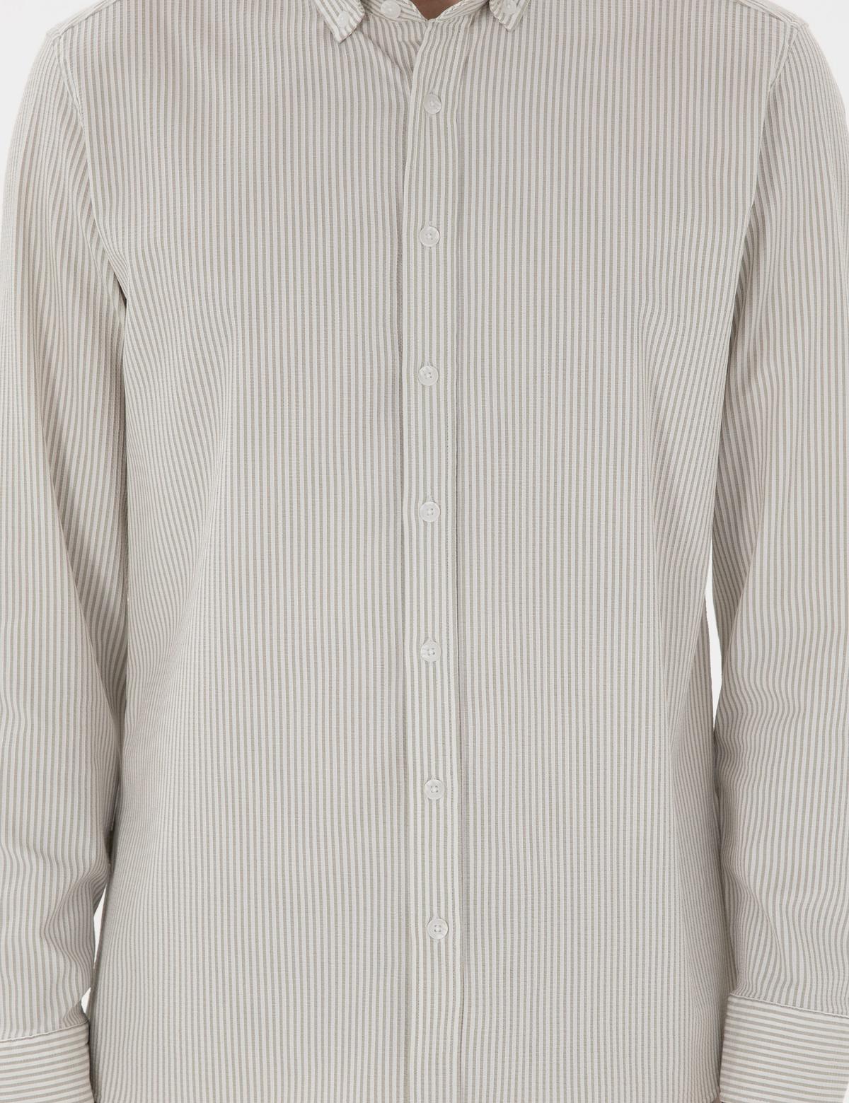 Çağla Slim Fit Çizgili Uzun Kollu Gömlek - 50301583014