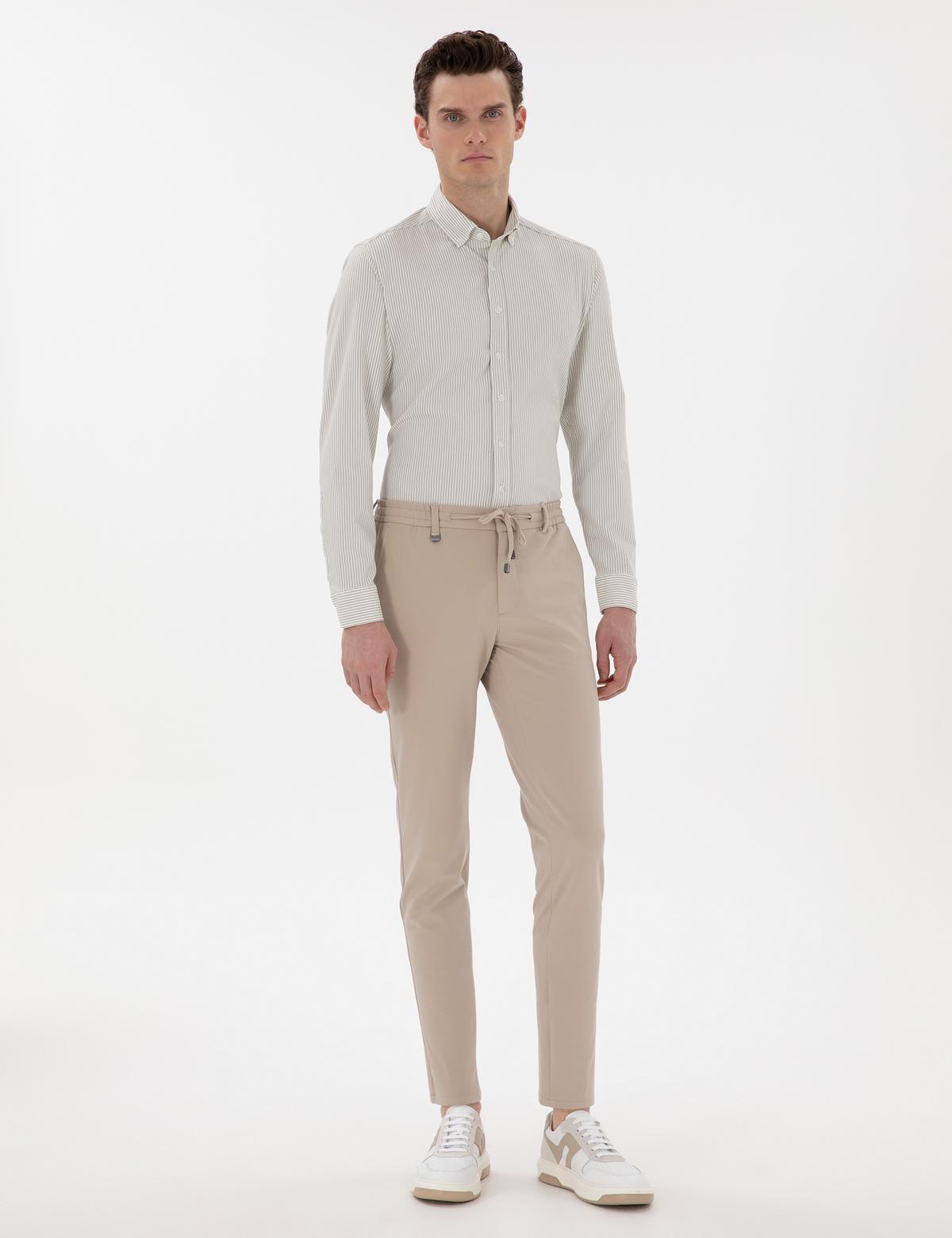 Çağla Slim Fit Çizgili Uzun Kollu Gömlek - 50301583014