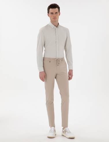 Çağla Slim Fit Çizgili Uzun Kollu Gömlek