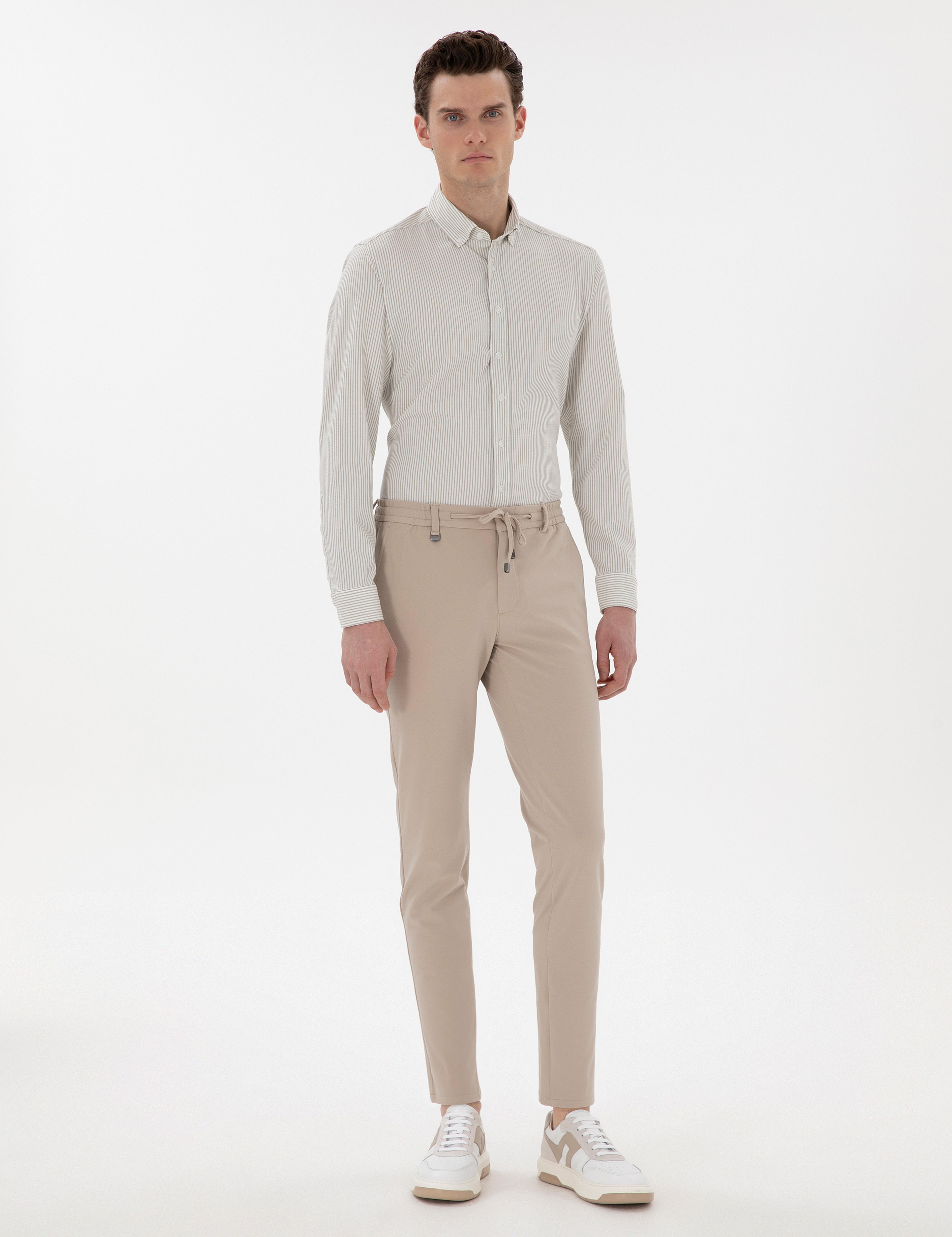 Çağla Slim Fit Çizgili Uzun Kollu Gömlek - Image 4