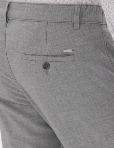 Gri Slim Fit Beli Lastikli Kanvas Pantolon