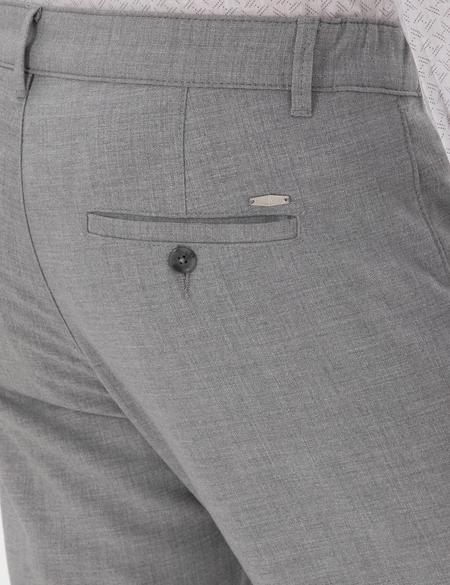 Gri Slim Fit Beli Lastikli Kanvas Pantolon - 50301791076