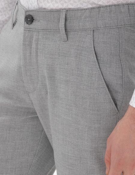 Gri Slim Fit Beli Lastikli Kanvas Pantolon - 50301791076