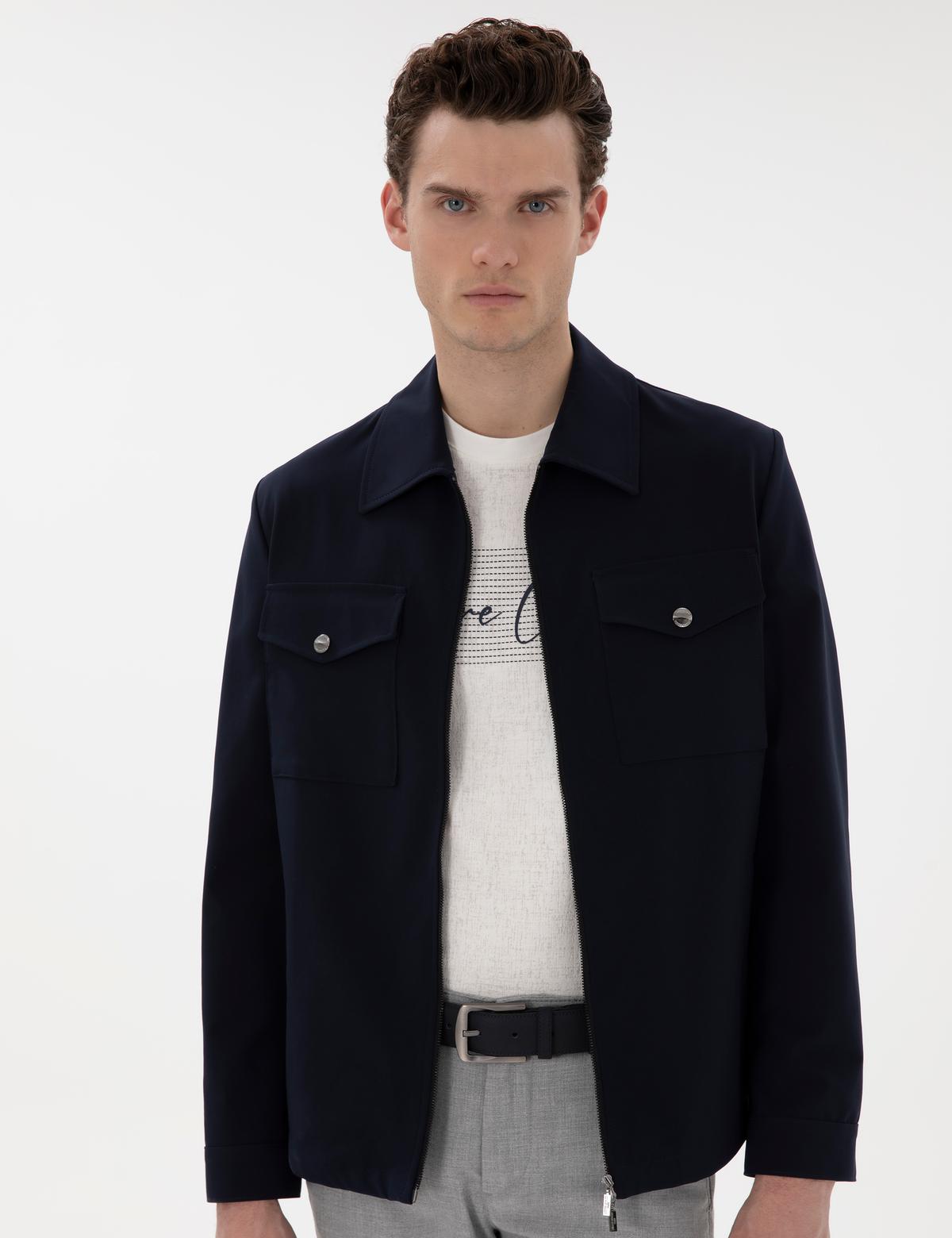 Lacivert Regular Fit Fermuarlı Ceket - 50306056077