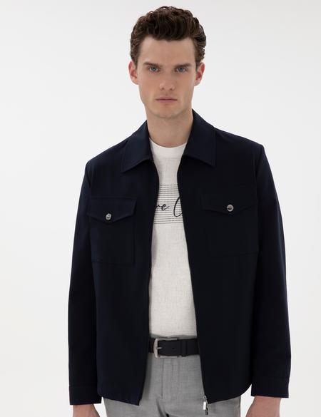 Lacivert Regular Fit Fermuarlı Ceket - 50306056077