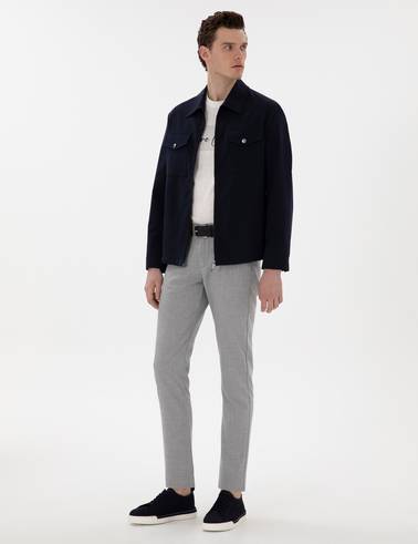 Lacivert Regular Fit Fermuarlı Ceket
