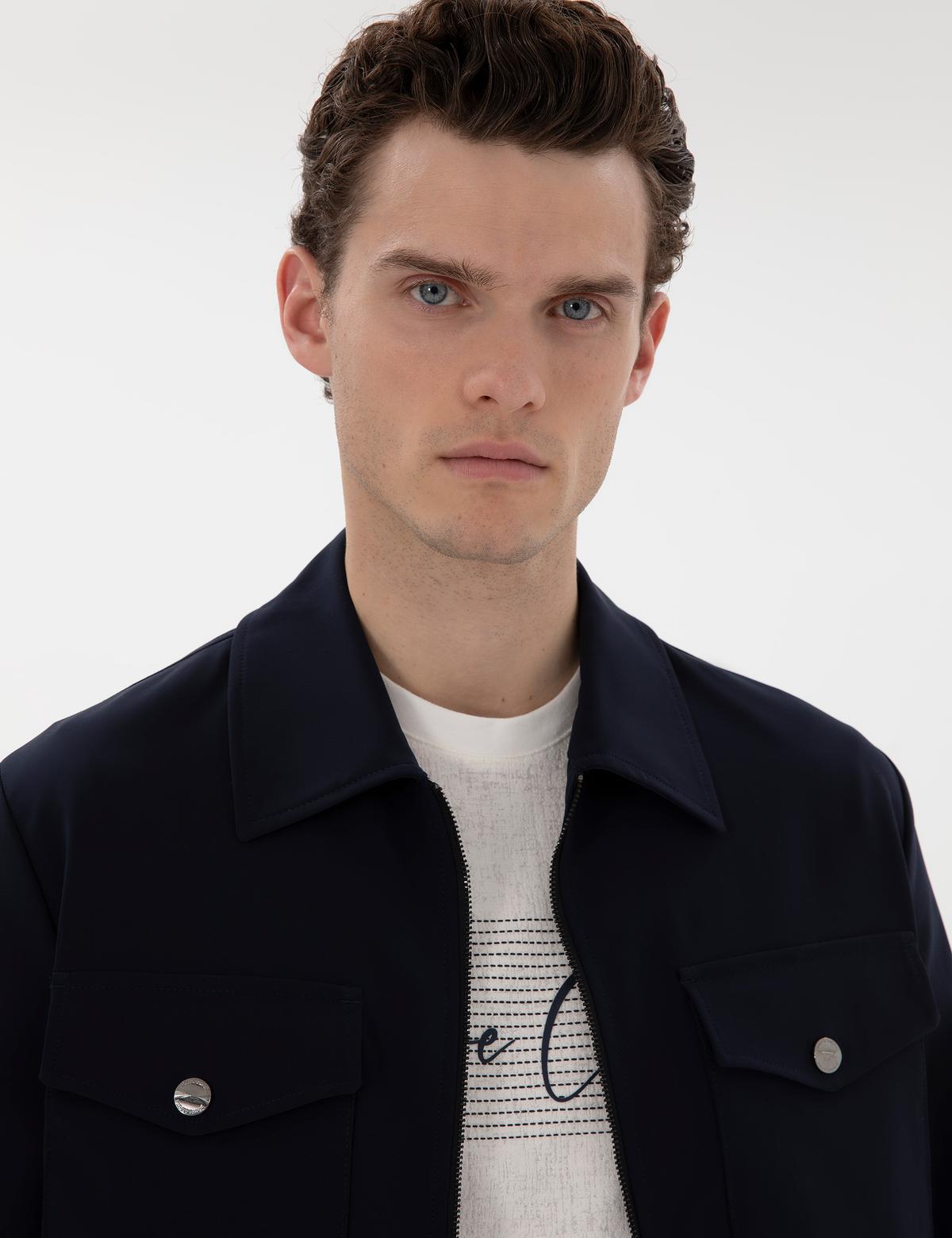 Lacivert Regular Fit Fermuarlı Ceket - 50306056077