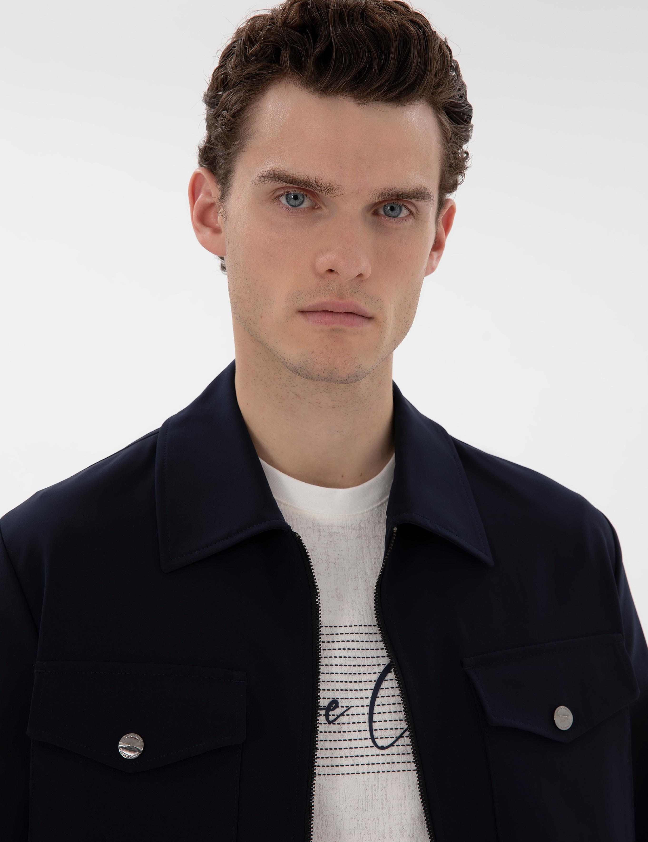 Lacivert Regular Fit Fermuarlı Ceket