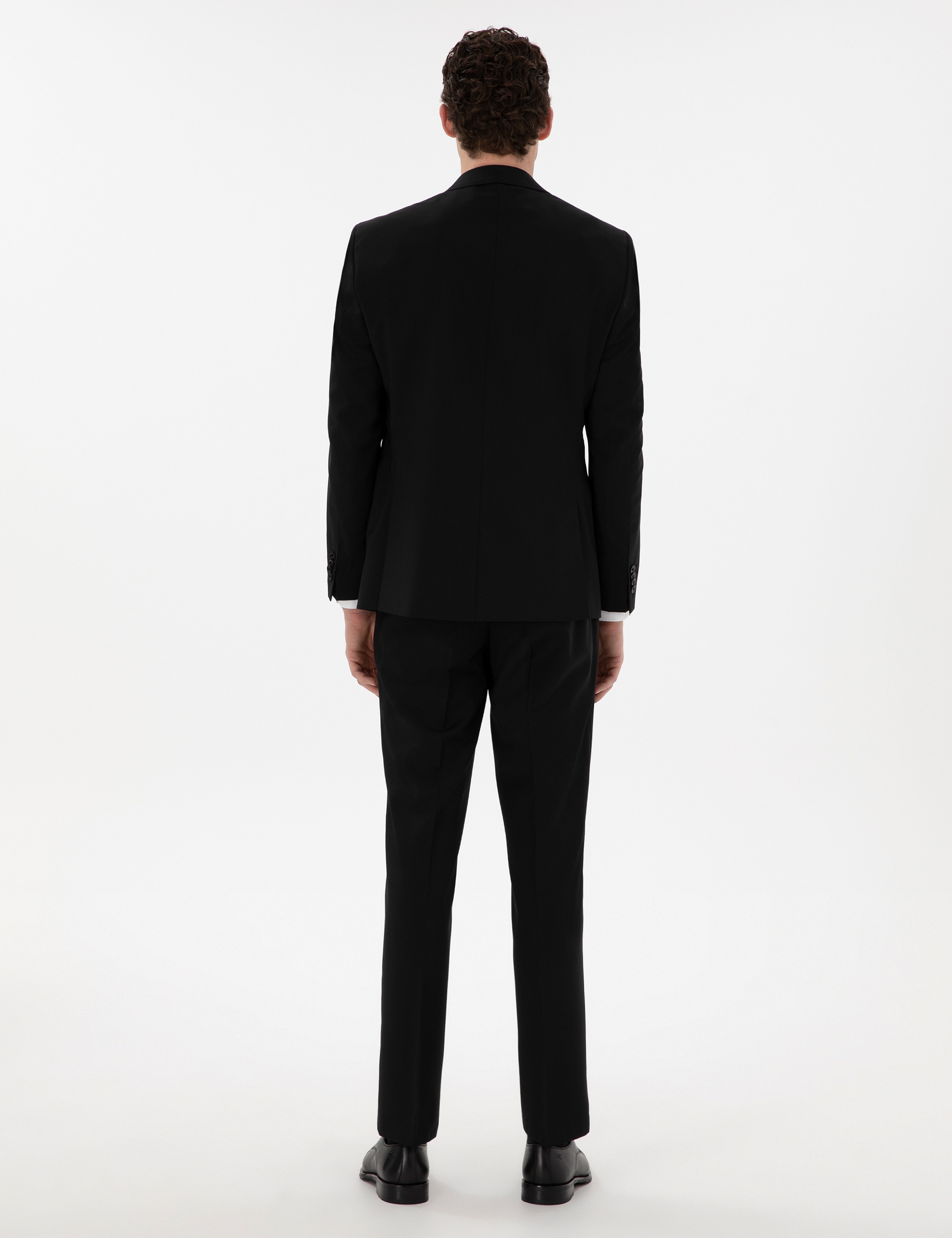 Siyah Slim Fit Yün Takım Elbise
