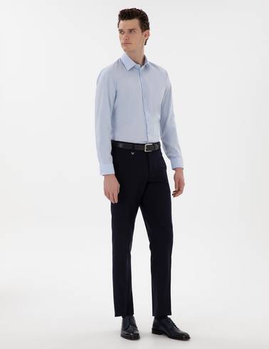 Lacivert Slim Fit %100 Yün Kumaş Pantolon