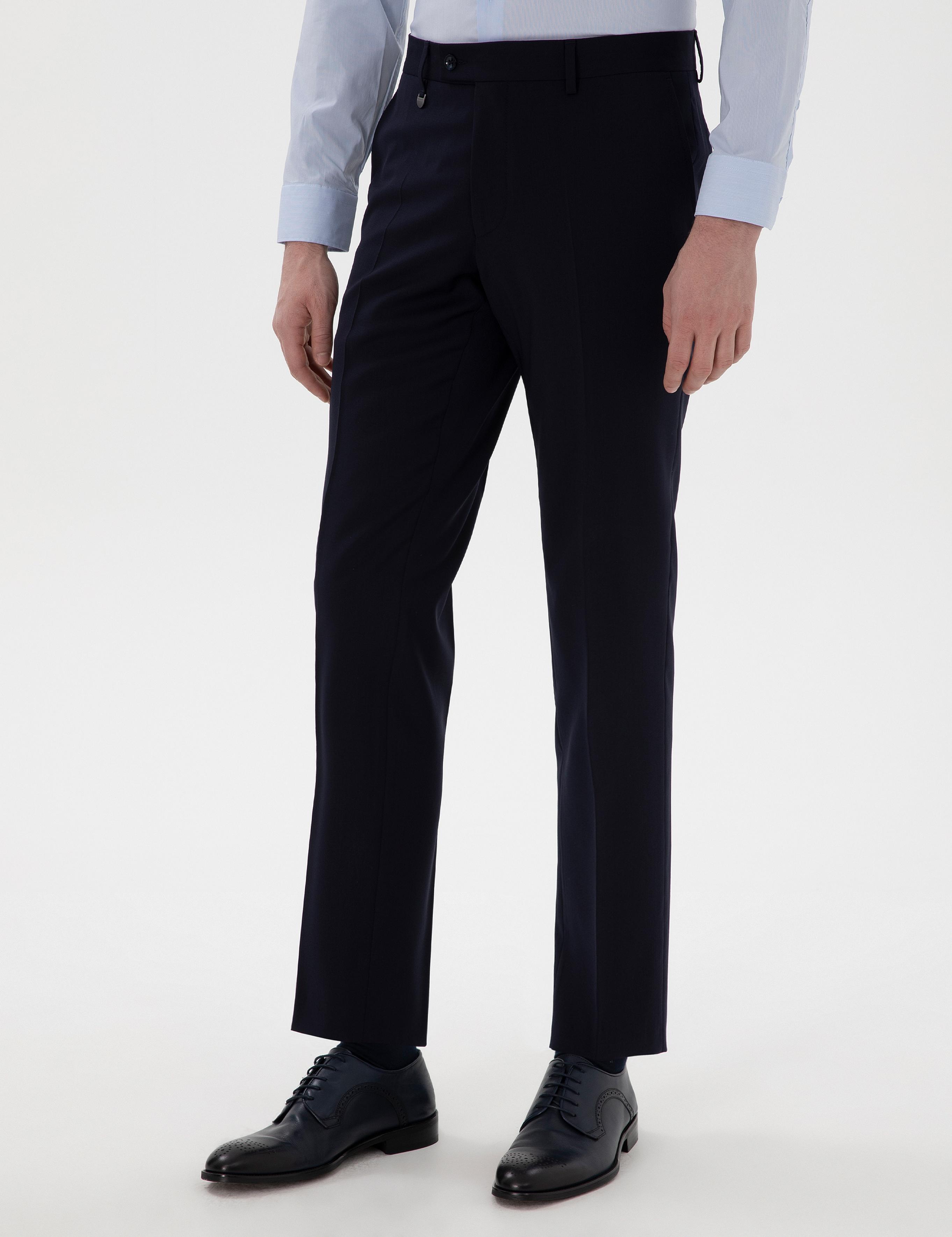 Lacivert Slim Fit %100 Yün Kumaş Pantolon