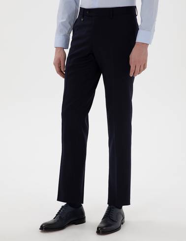 Lacivert Slim Fit %100 Yün Kumaş Pantolon