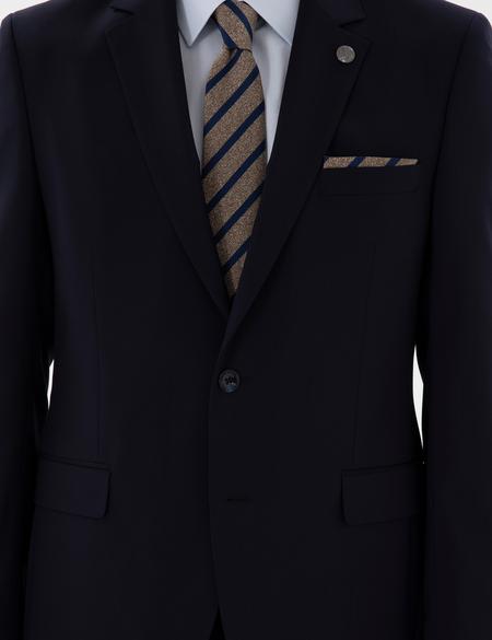 Lacivert Slim Fit Yün Takım Elbise - 50305448056