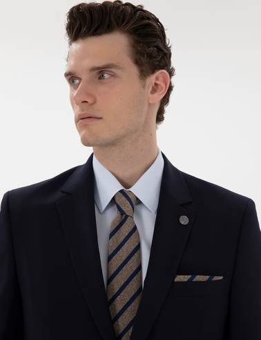 Lacivert Slim Fit Yün Takım Elbise
