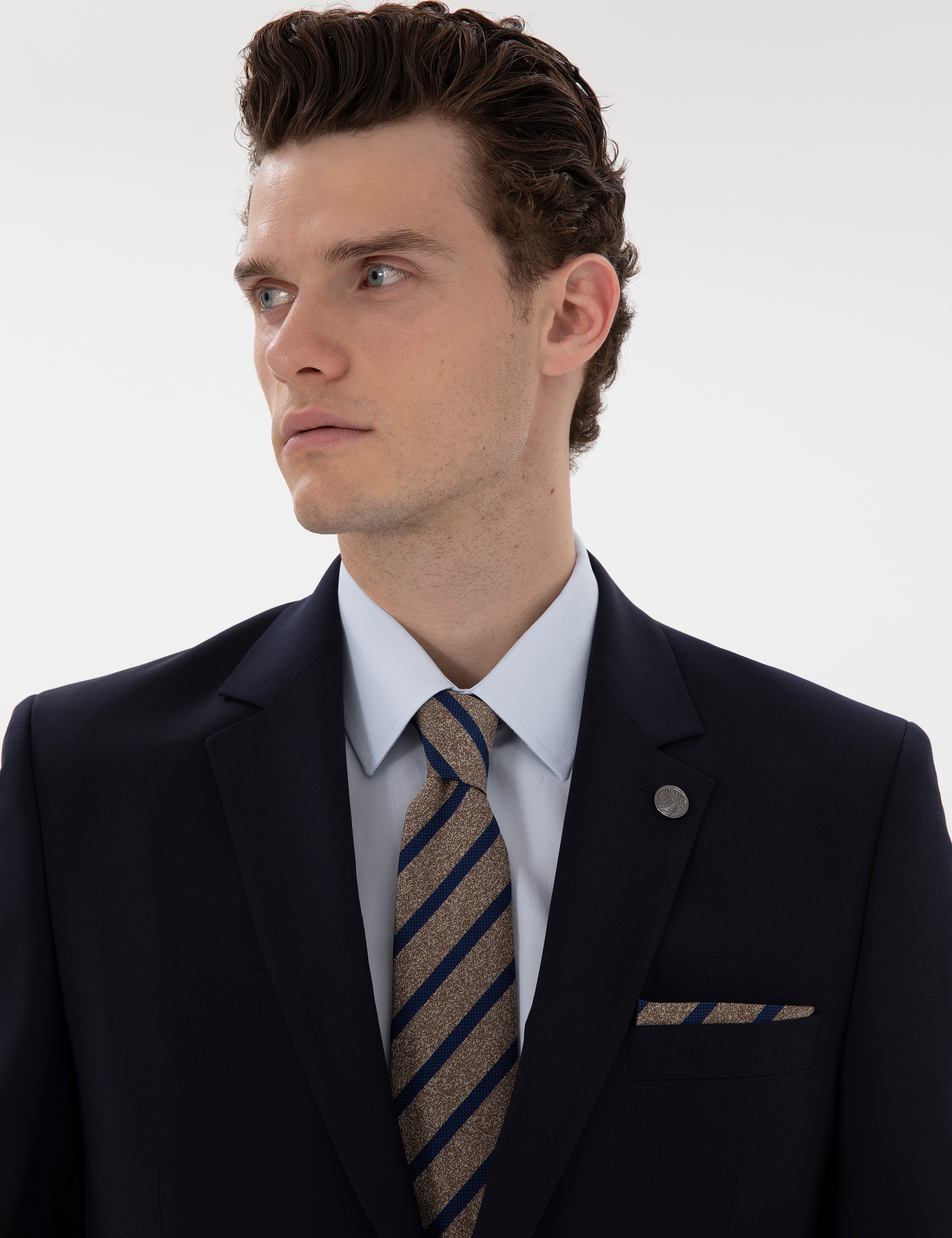Lacivert Slim Fit Yün Takım Elbise