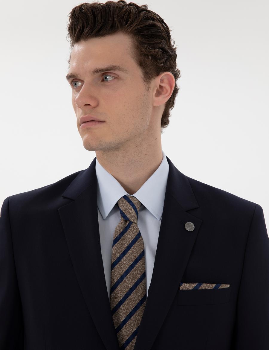 Lacivert Slim Fit Yün Takım Elbise